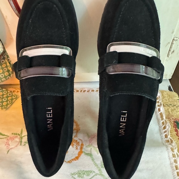 Van Eli Black Suede Loafers with Silver Accent - Picture 1 of 7